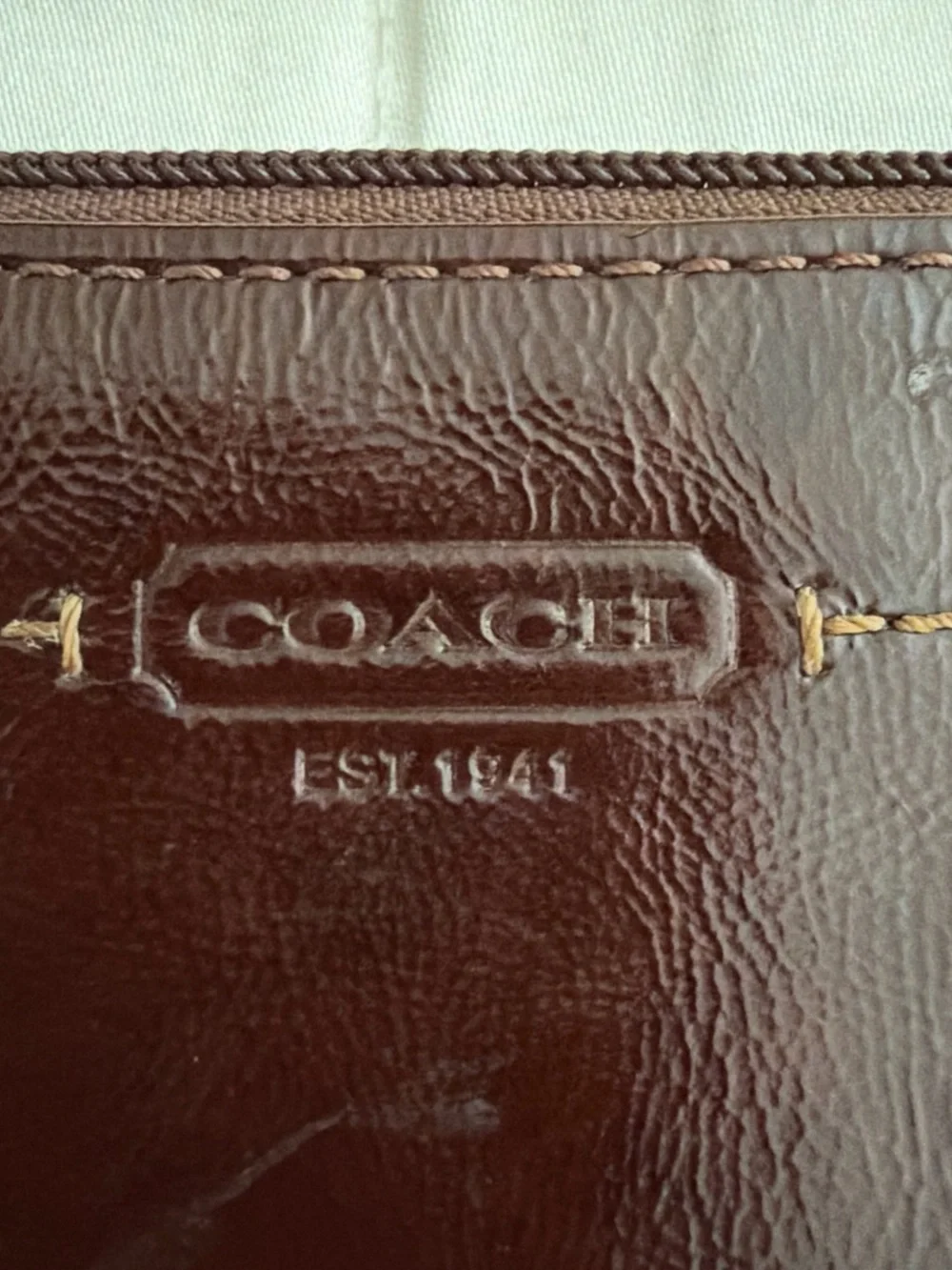 Vintage Y2K Coach Dark Brown Patent Leather Wristlet Clutch